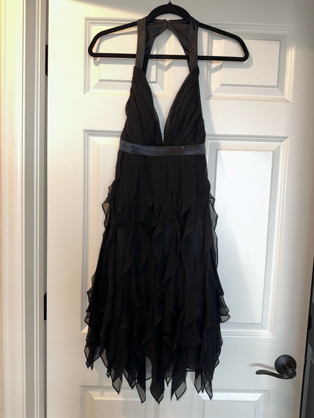 Taylor Black Halter Ruffle Evening Dress Sz 8